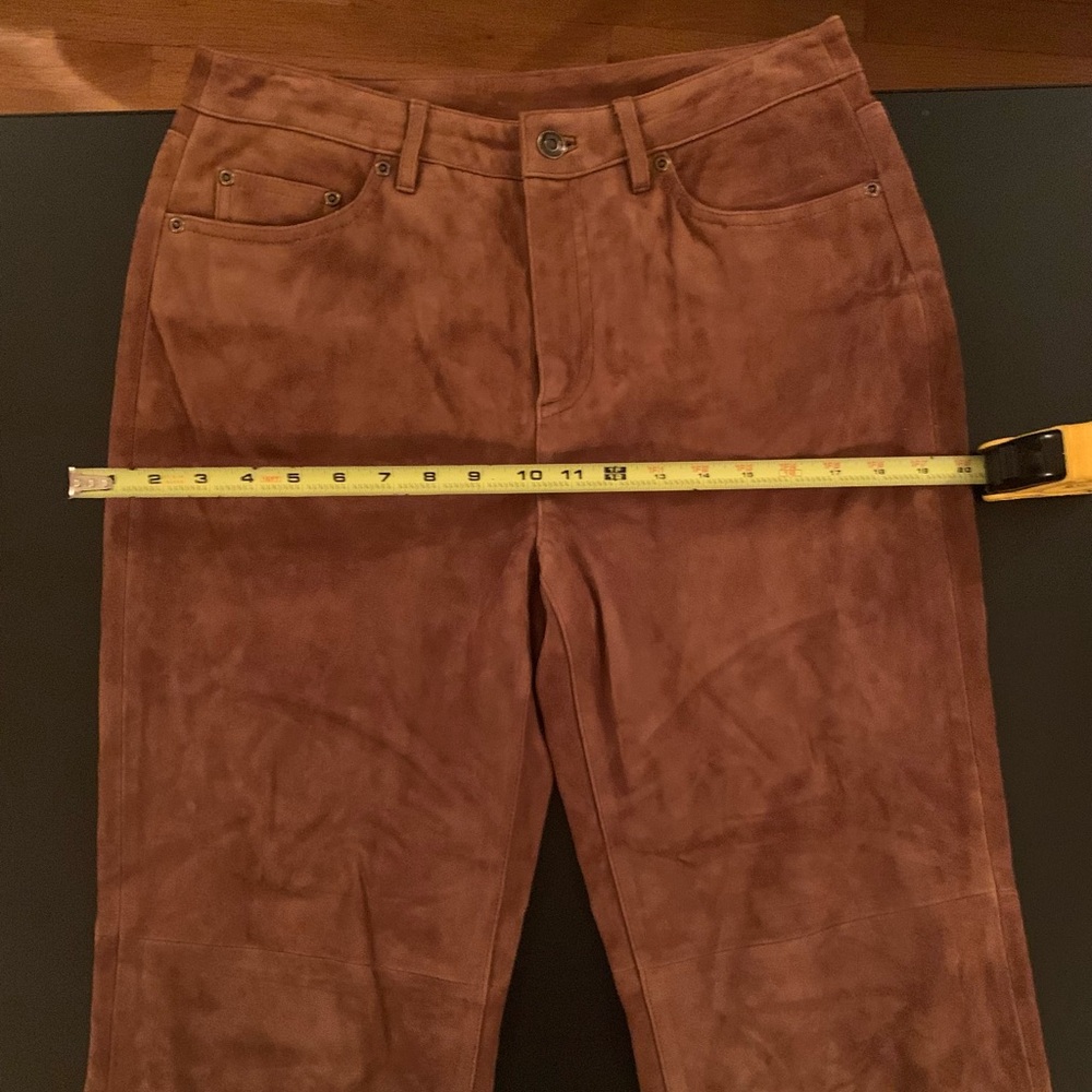 Brown Suede Leather Pants Talbots Size 8 - Picture 7 of 10